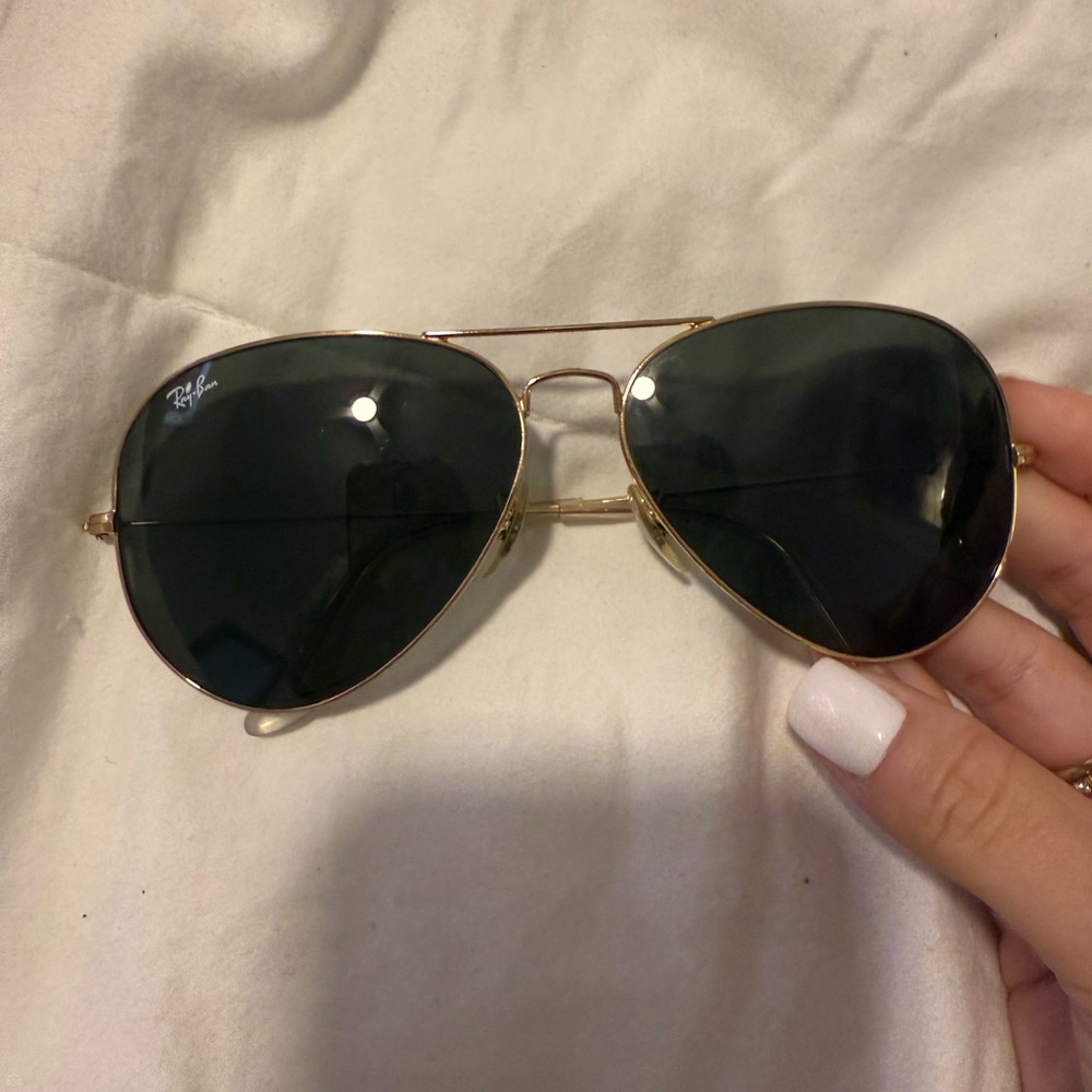 Ray-Ban Gold Frame Sunglasses with Dark Lenses